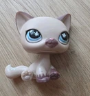 Littlest Pet Shop LPS #664  Cat Mauve Gray Shorthair Blue Splatter Eyes Siamese