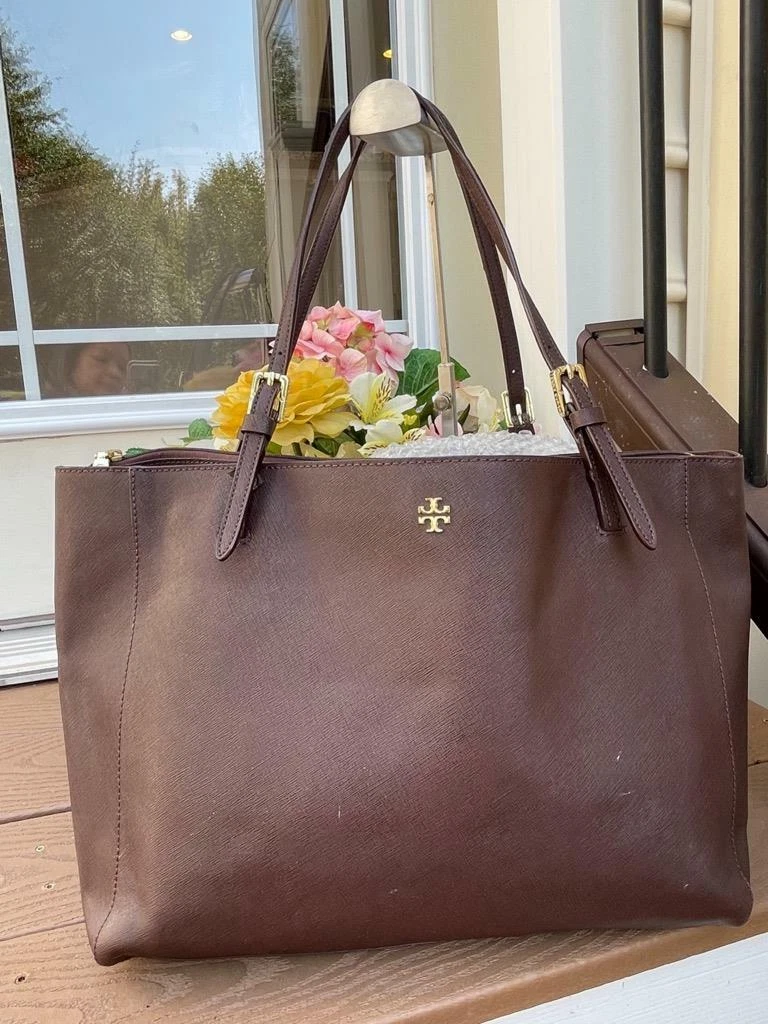 Tory Burch Metallic Saffiano Burch Tote, Tory Burch Handbags