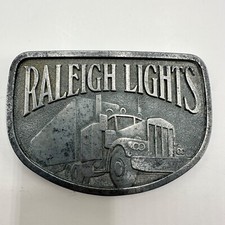Raleigh Lights Cigarettes Tobacco Semi Truck Trucking Vintage Belt Buckle Advert