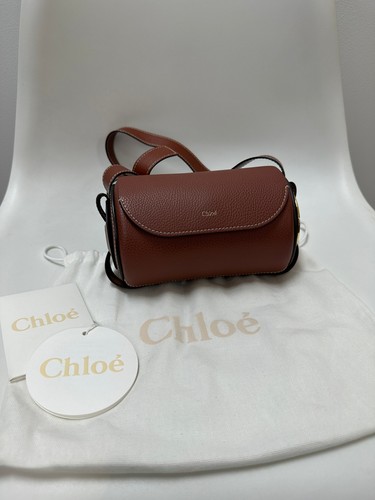 Chloé Darryl Mini Grained Calfskin Bag Sepia Brown Preloved - Picture 3 of 4