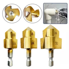 3PCS Heavy Duty Pipe Reaming Drill Bits, PVC Pipe Reamer, Conduit Reamer 3 Flute