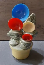 Vintage Ceramic Painted Mini Wall Pocket Measuring Spoon Holder Flower Pot 5x2
