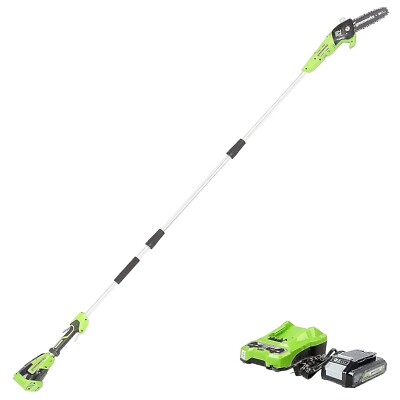 Greenworks 24V 8 inch Cordless Pole Saw 3-Piece Shaft with 2Ah Battery & Charger