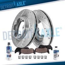 6pc Front Drilled Rotors Brake Pads for 2015 - 2021 Ford Transit-250 Transit-350