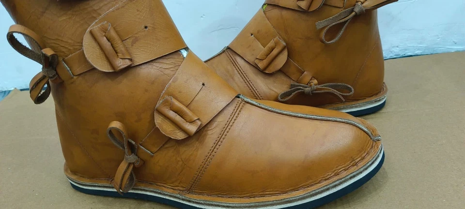 Medieval Leather Boots Re-enactment Mens Shoe Larp Costume Boot Halloween Xmas - Image 3 of 4