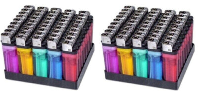 100 Pcs Full Size Disposable Butane Lighter Assorted Colors Wholesale ...