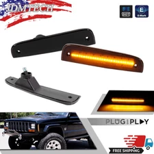 For 1997-2001 Jeep Cherokee Smoked Lens Amber LED Front Bumper Side Marker Light