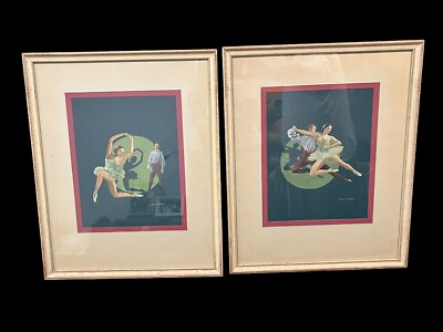 2 ANTIQUE FRENCH BALLET DANCE WALL ART BY DOROTHY REEDER PICTURES FRAMED RARE