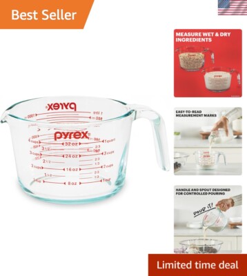Versatile 4-Cup Measuring Cup: Freezer Safe, Ergonomic Handle & Easy Cleanup