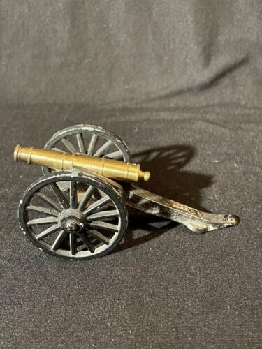 Vintage 4" Brass and Cast Iron Miniature Cannon - Picture 1 of 3