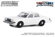 Greenlight 1/64th scale blank white 1980s Dodge Diplomat no lightbar or pushbar