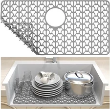 Toovem Kitchen Sink Mat Non-Slip Silicone Drain Pad Protector Food Draine 26x14