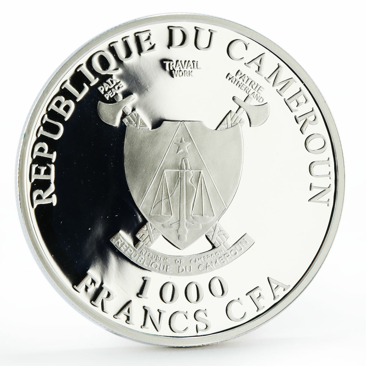 Cameroon 1000 francs Charaxes Fournierae Butterfly colored silver