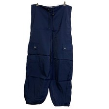 Vintage Kikwear Cargo Pants Baggy Rave Nylon Cyber Wide Y2K Drawcord Blue 34x27