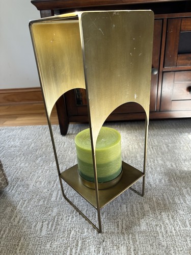 Tall Mid Century Modern Brass Large Candle Holder 21.5”x8”x8” FLAW - Picture 16 of 19