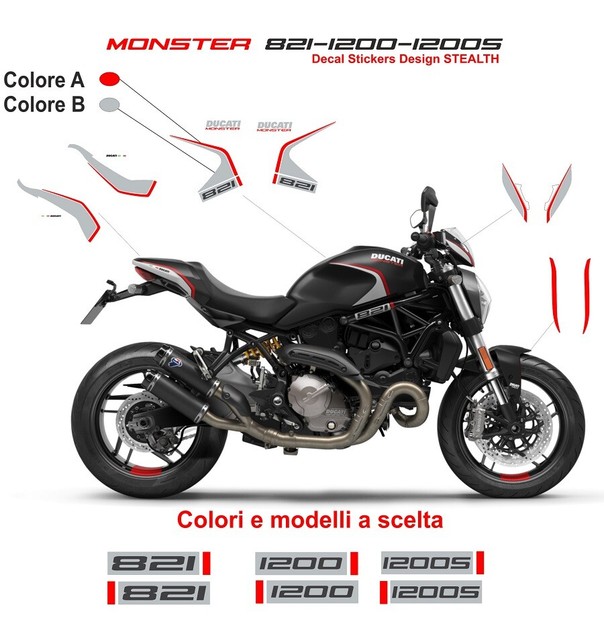 Stickers Kit Design 821 Stealth Ducati Monster 821/1200/1200S eBay