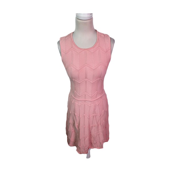 Torn by Ronny Kobo A-Line Knitted Dress Size M Pale Pink Sleeveless Viscose