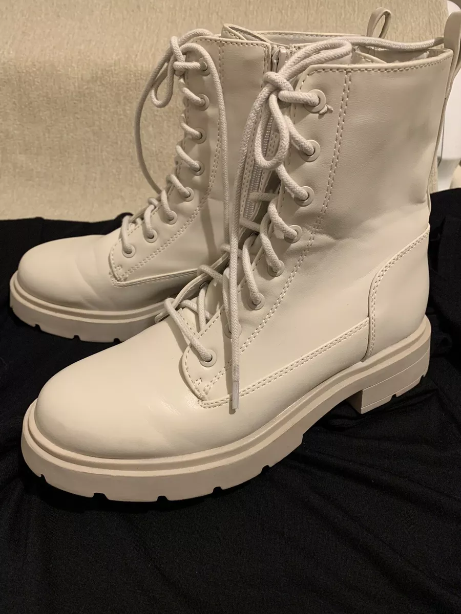 White chunky combat boots clearance