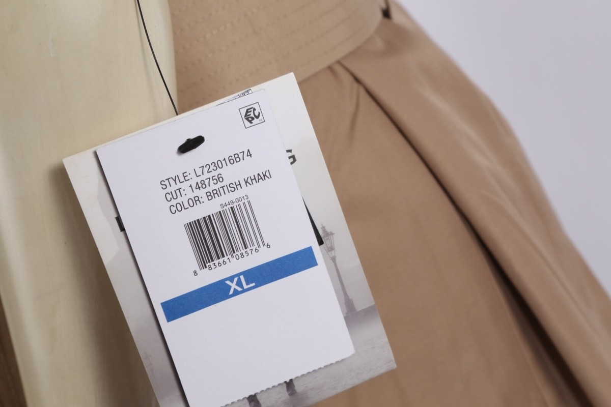 London Fog Trench Coat Khaki Collared Double Breasted Belted