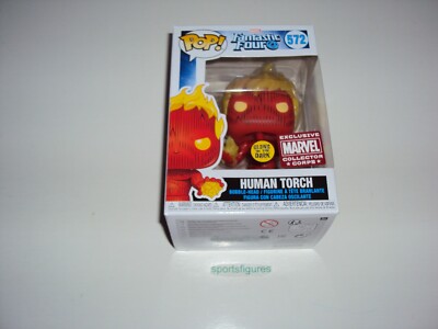 Marvel # 572 Human Torch  Glows in the Dark  Marvel Collector Corps Pop 