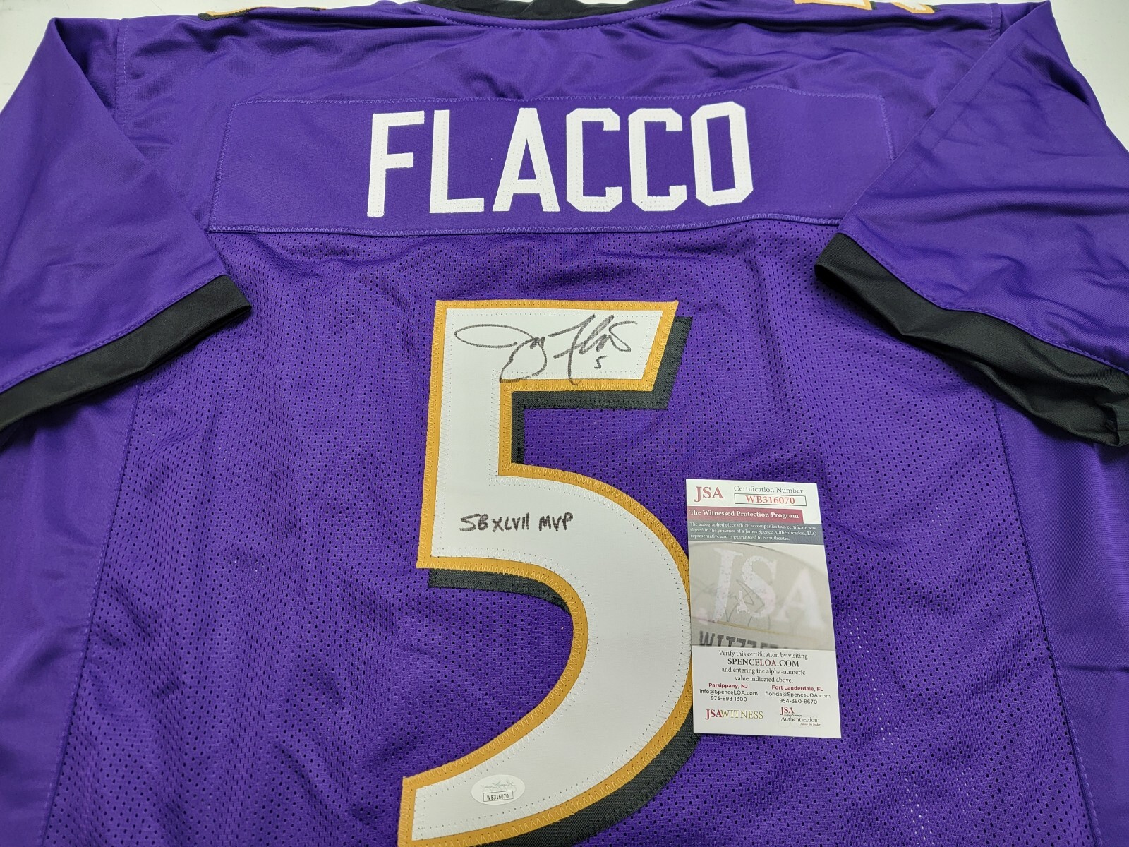 Joe Flacco Autographed Signed Baltimore Ravens Jersey JSA COA 
