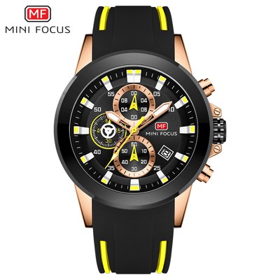 MINI FOCUS Multifunction Chronograph Calendar Waterproof Luminous Quartz Watch