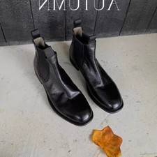Italian Womens Chelsea Boots Round Toe Leather Autumn Western Formal Ankle Boots