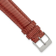 DeBeer 16mm Long Havana Genuine Lizard Silver-tone Buckle Watch Band