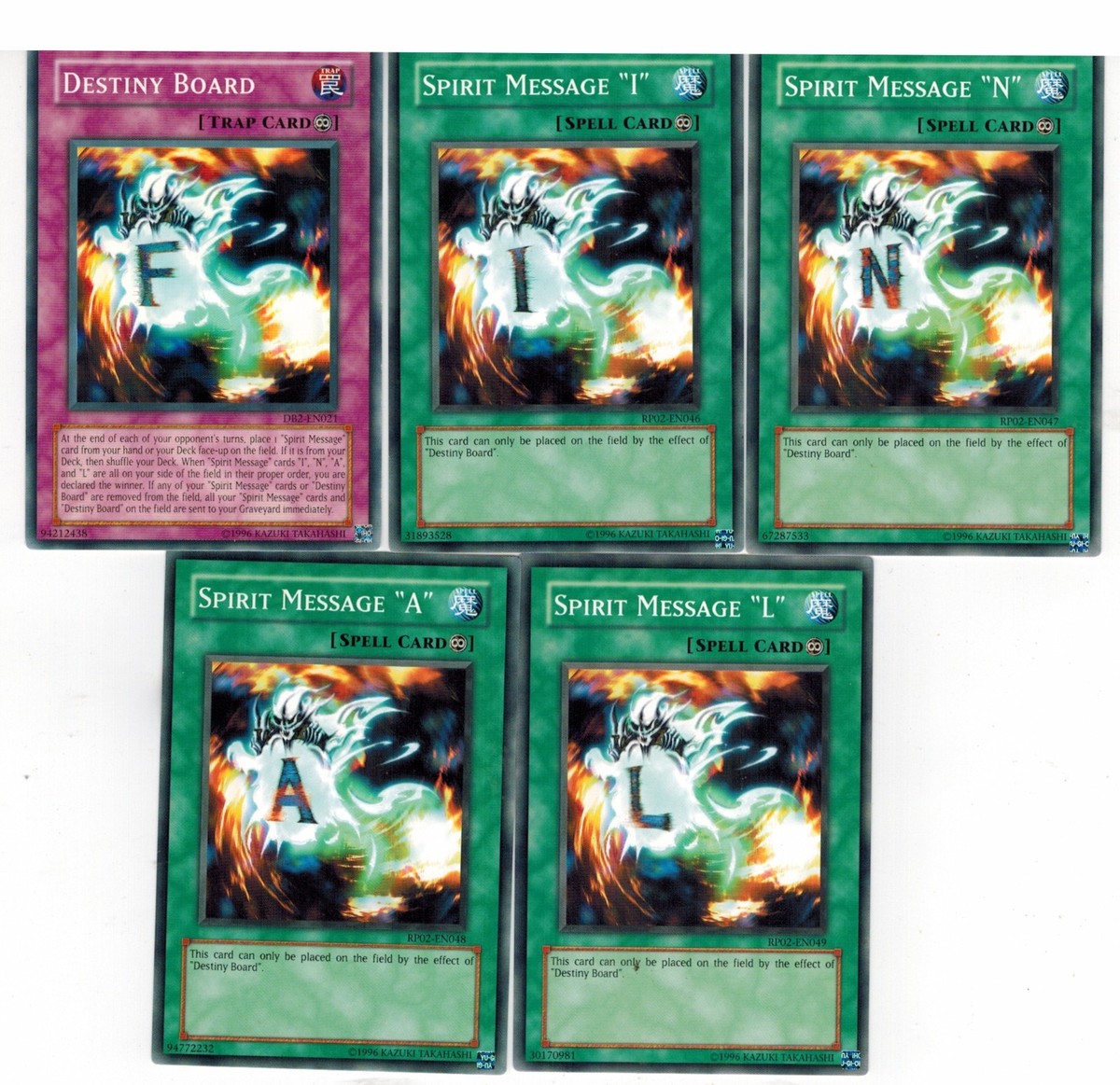 Destiny Board DB2 "F" + Spirit Message I"+N" +A" +L" RP02-EN046-47-48-49 YUGIOH Destiny Board DB2 "F" + Spirit Message I"+N" +A" +L" RP02-EN046-47-48-49 YUGIOH
