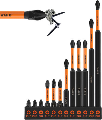 12Pcs Phillips Impact Bit PH2 Impact Driver Bit Set, anti Slip Screwdriver Bit S