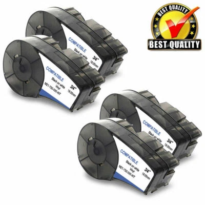 LABLEKINGDOM 4PK M21-750-595-WT Compatible for Brady BMP21 White Label Cartridge Vinyl 3/4"