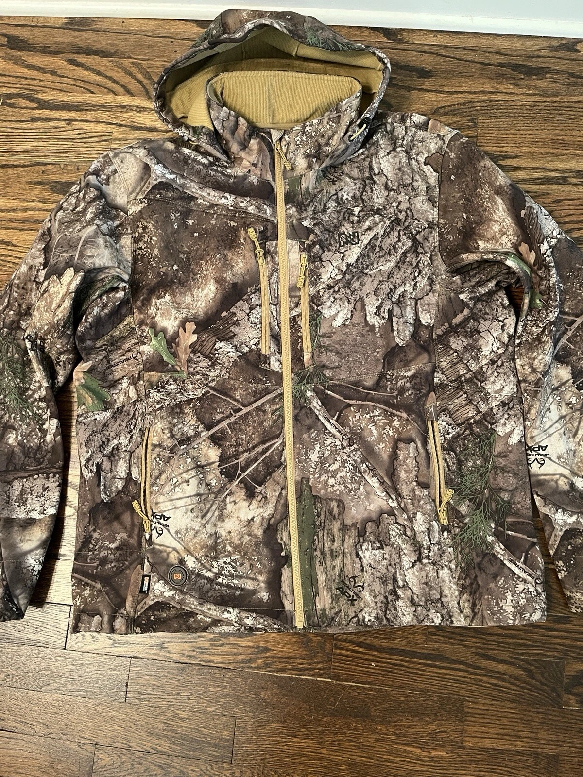 Fieldsheer Men’s Camouflage Mobile Warming Heated Jacket APX Sz XL Camo Hunting