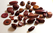 VTG BROWN RUST WOODEN BEADS MACRAME CRAFTS JEWELRY VARIOUS SHAPES SIZES-LOT 26