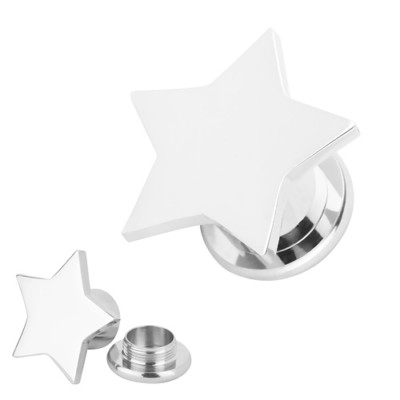 Flesh Orecchio Piercing Tunnel Plug Acciaio Inox Ventaglio Stella Sole - Foto 3