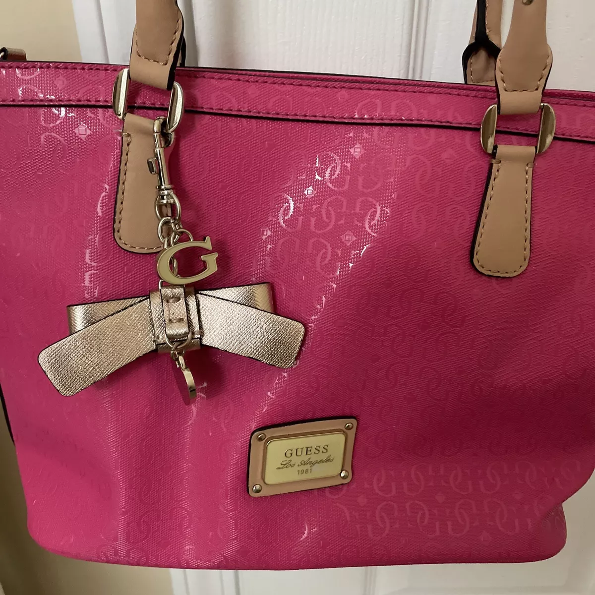 Guess Purple Leather Handbag in Red