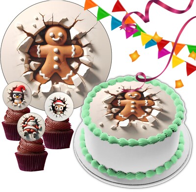 Weihnachten Lebkuchenmann Tortenaufleger Party Deko essbar Feier Xmas