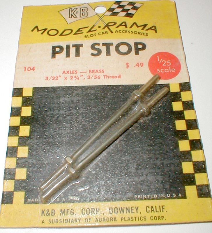 2 Nuts & 2 Brass Slot Car Axles 3/32" X 2 2/34" K & B #104 Original Vintage NOS