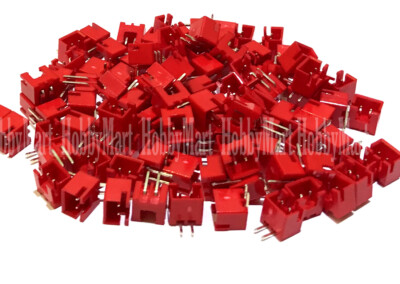 JST-XH 2.5 2-Pin RED Color Male Connector Right Angle Socket Header for PCB x 50