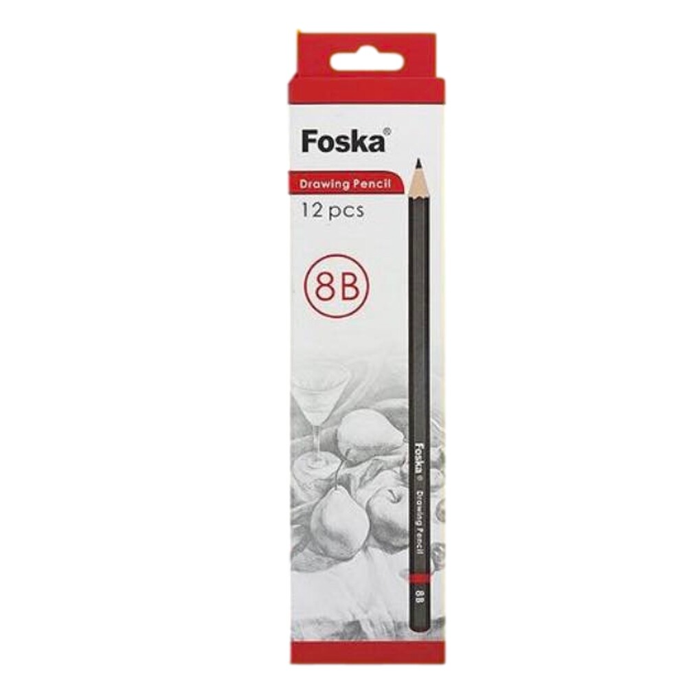 Pack of 12 Professional Quality Sketch Drawing 8B Pencils - Artists Art Draw
