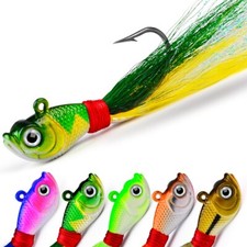 5PCS Bucktail Jigs Fluck Lures Lead Teaser Jig Head Fishing Lures Bass 1/4oz-2oz