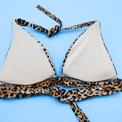 Victorias Secret Large Leopard Print Triangle Halter Padded Bikini Top Swimwear - Picture 5 of 7