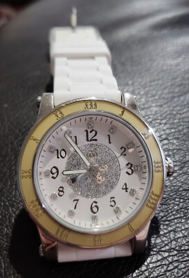 Brand new Juicy Couture white ceramic watch with rubber band JUICY COUTURE White Rubber Band Crystal Encrusted Dial Watch  main image 2