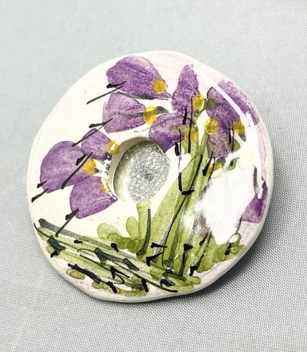 Vintage Purple Flower Floral Circle Brooch Pin
