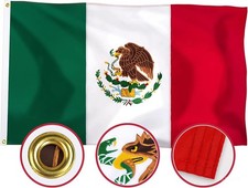 Mexico Flag 3x5 Ft Embroidered Mexican National Flag Polyester Brass Grommets