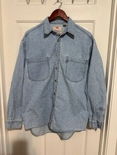Vintage Levi s Denim Button Up Shirt Men s Large Light Wash Long Sleeve Western