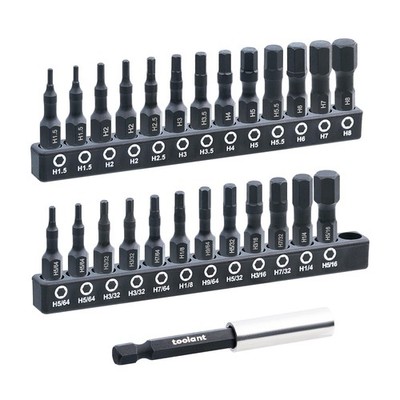 toolant 26 Pcs Hex Head Allen Wrench Drill Bit Set,1/4Hex Metric&SAE(26pcs)