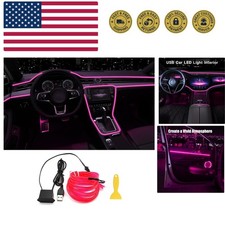 EL Wire Interior Car LED Strip Lights, 16.5FT USB Neon Glowing Strobing Elect...