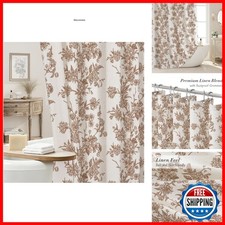 Craidlela Brown Linen Farmhouse Shower Curtain 72x72