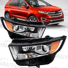 Halogen Projector Headlights For 2015-2018 Ford Edge SE SEL Titanium LH+RH Pair
