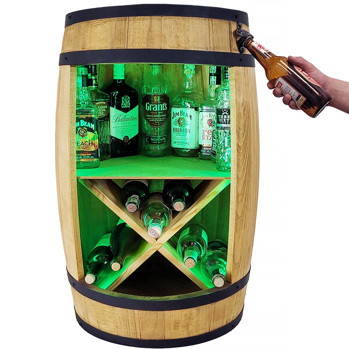 Portabottiglie Da Angolo A 5 Livelli Con Luce A LED - Scaffale In Vetro Per Vino - Mobile Per Cucina E Sala Da Pranzo (Marrone Scuro)